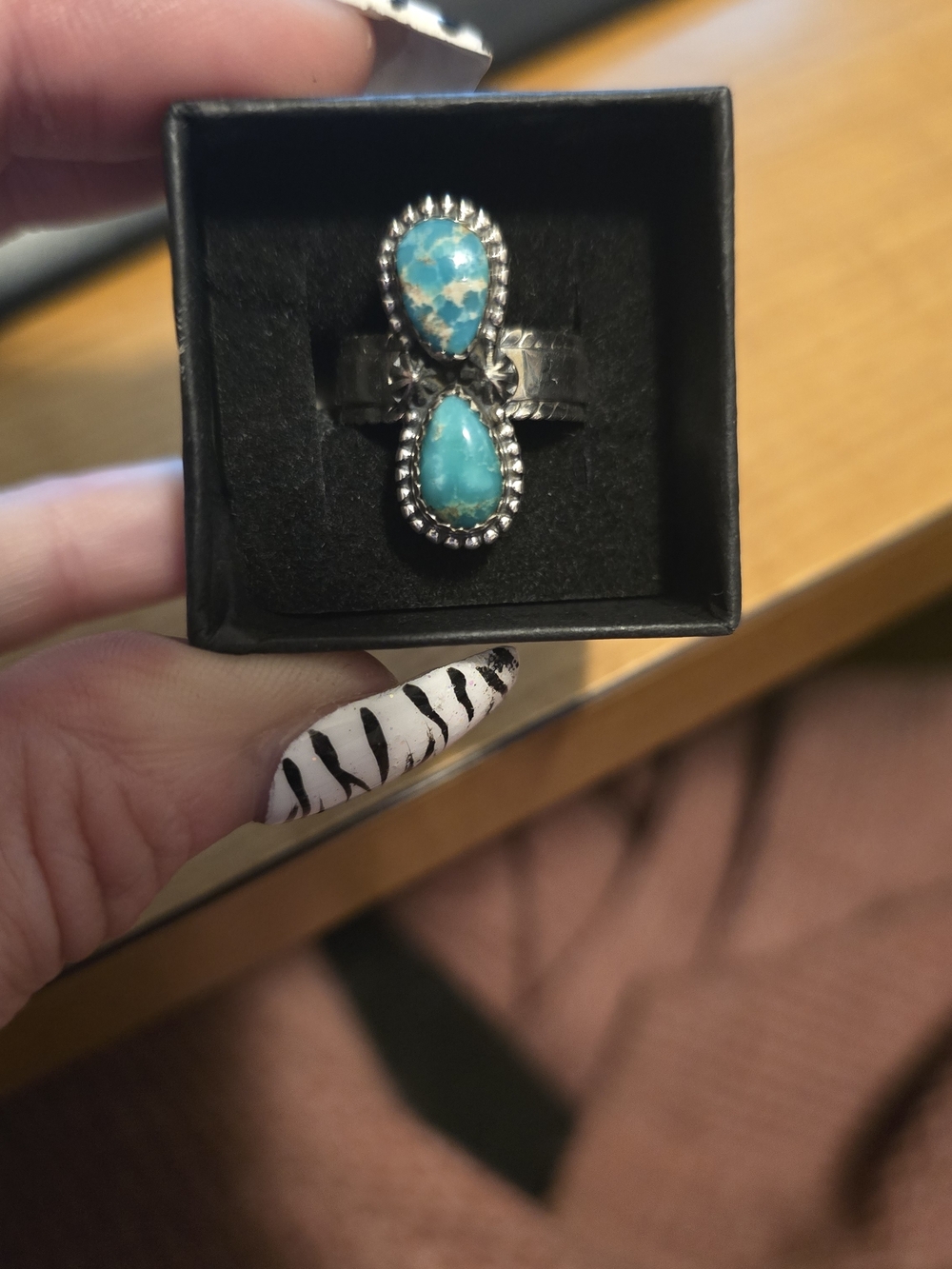 White Water Double Teardrop Sterling Ring - Size 6